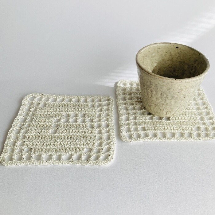 リセット＆スタート おまもりコースター ２枚 白 ラメ