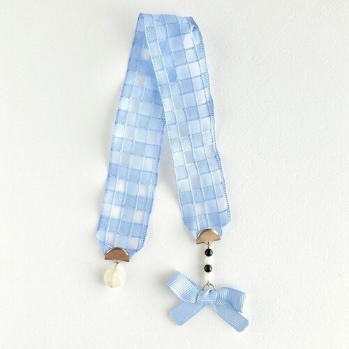 リボンのしおり 2個　黒S＆水色M