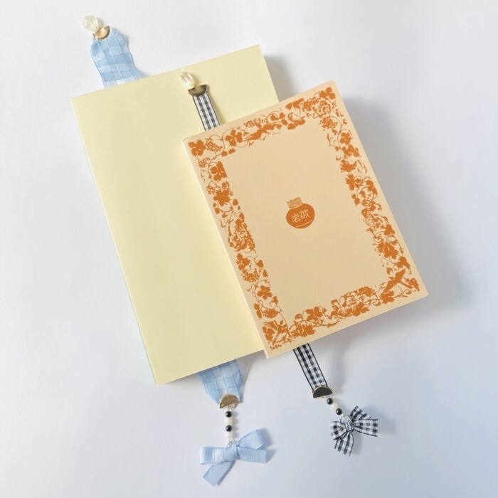 リボンのしおり 2個　黒S＆水色M