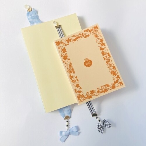 リボンのしおり 2個　黒S＆水色M