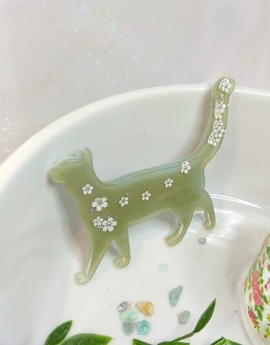 レジンdeねこブローチⅢ  ～抹茶モードな春～